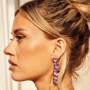 Sage & Paige Dare to Dance Drop Earrings Purple Hearts